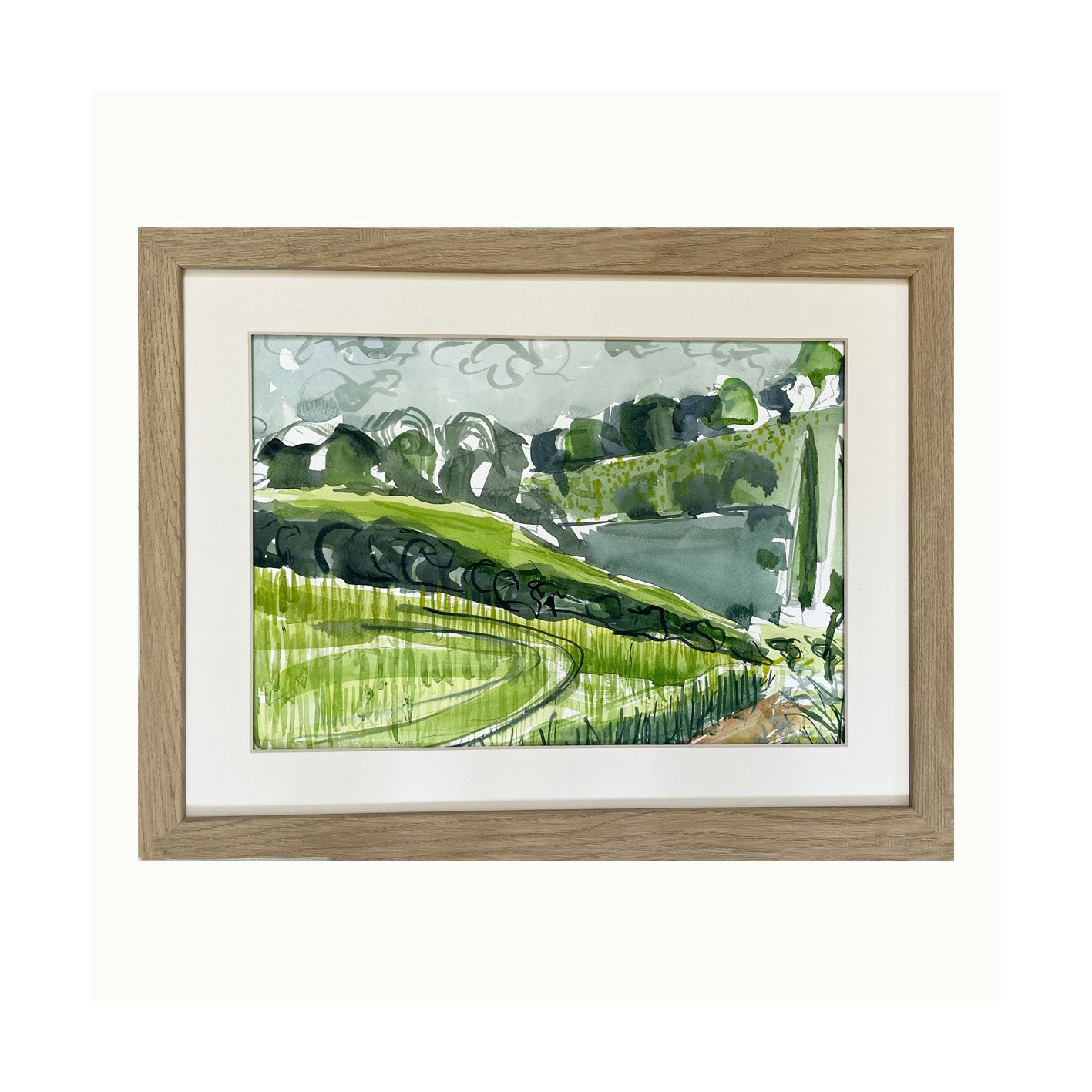 Suffolk Water Colour View towards Hadleigh from Bildeston
