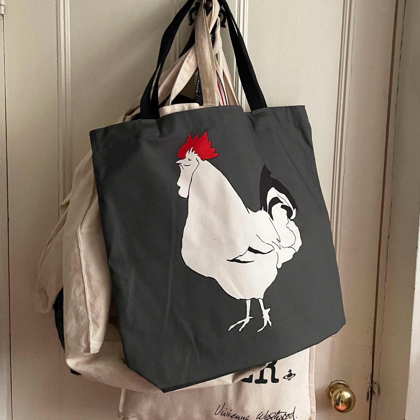 Grey Sussex Cockerel Tote Bag