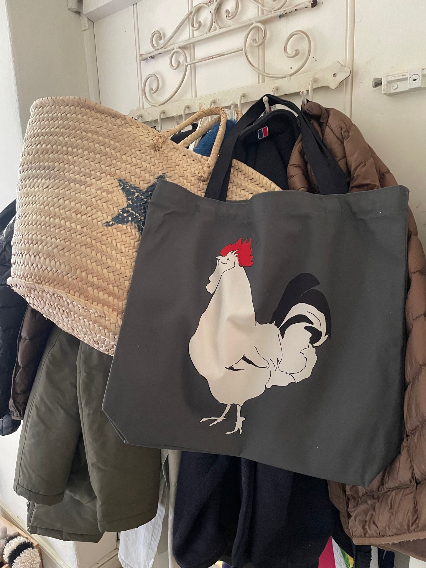 Grey Sussex Cockerel Tote Bag