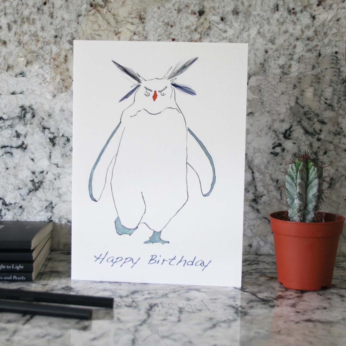 Rockhopper birthay card with feathers from Cluck Cluck
