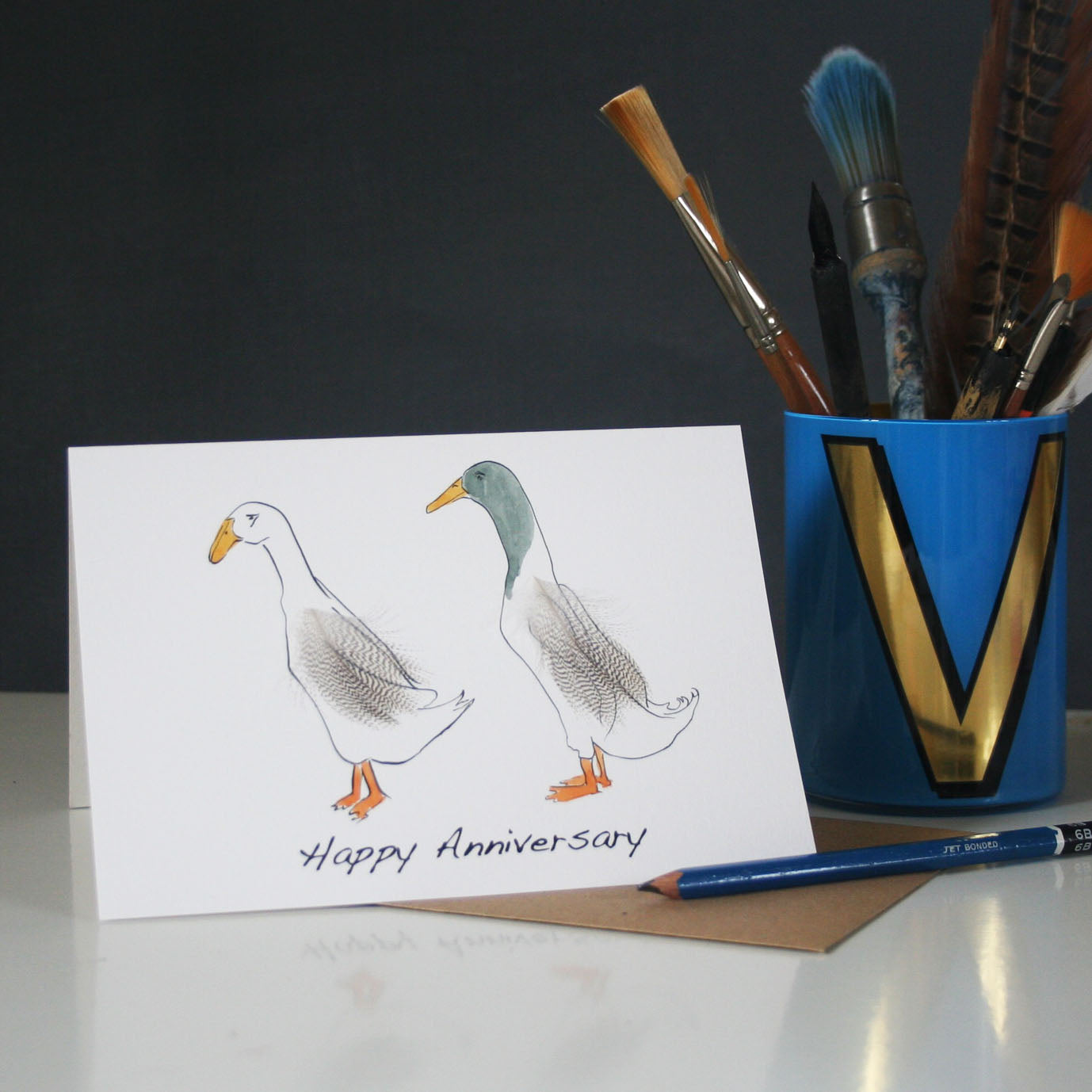 Runner duck anniversary card