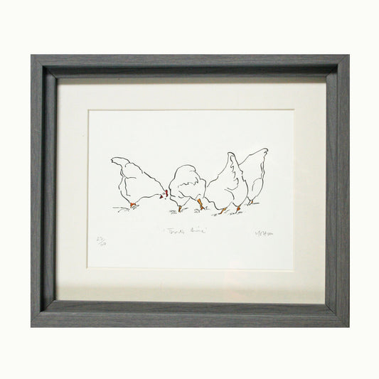 Framed hen print