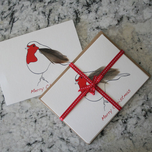 Robin Feather Christmas Cards