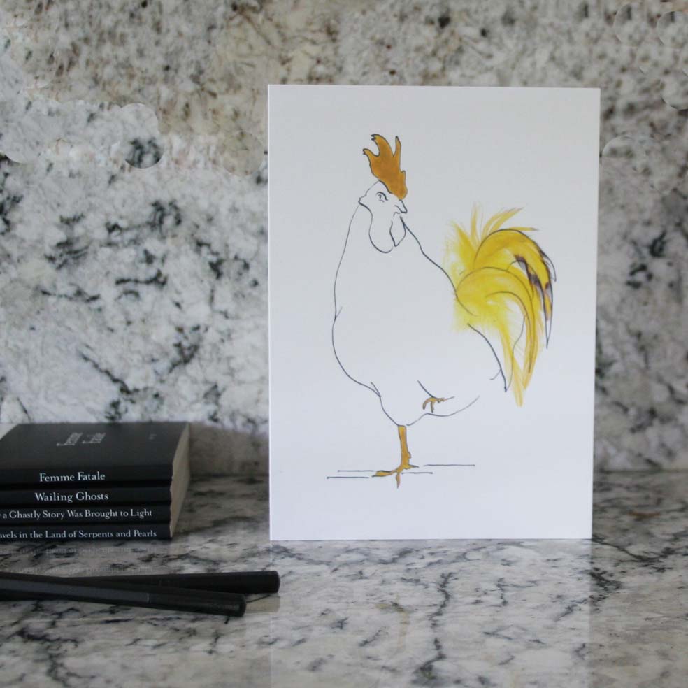 Set of 6 cockerel cards in a tin from Cluck Cluck