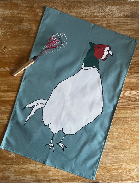 NEW Blue Pheasant Tea Towel