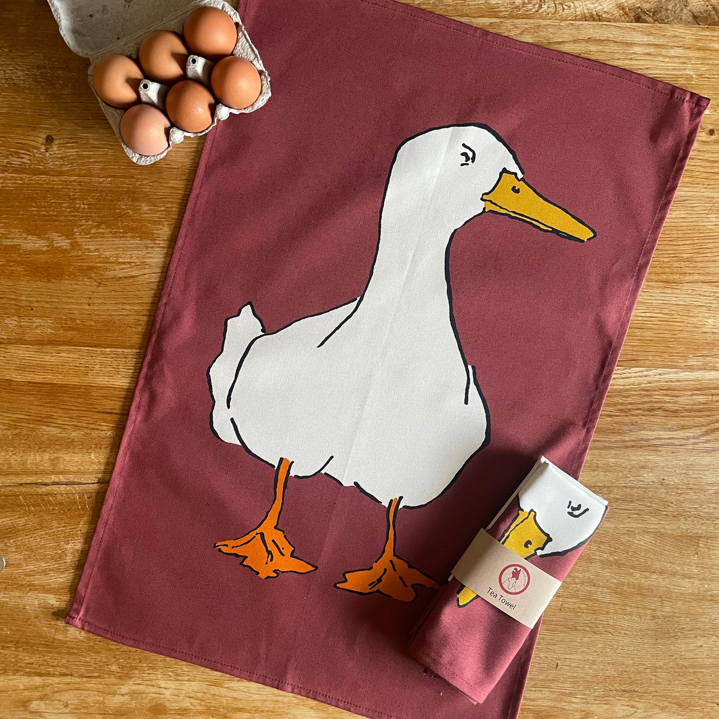 Duck Burgundy Tea Towel