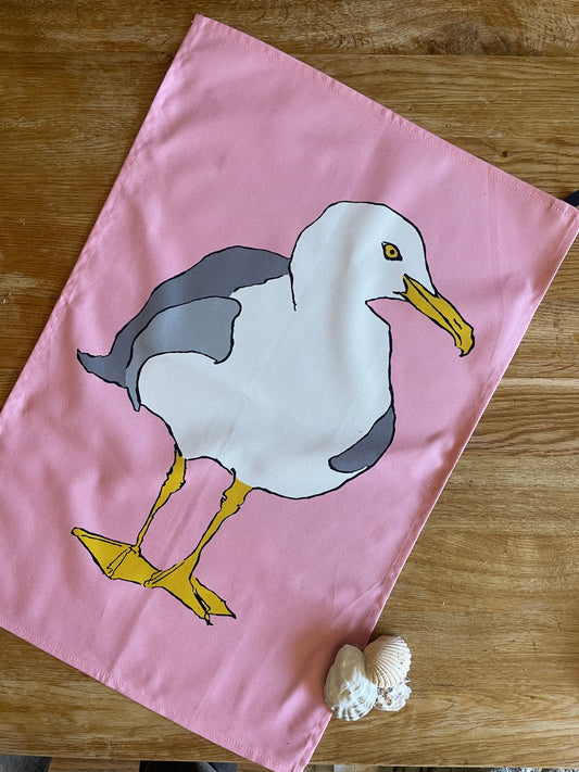 Seagull Pink Tea Towel