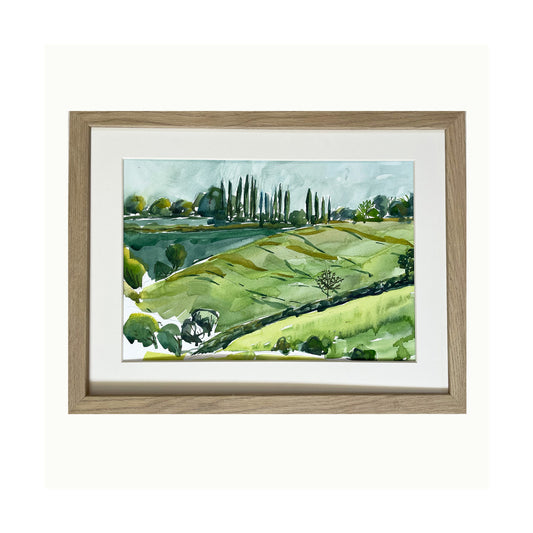 Suffolk Water colour view across Offton Village.