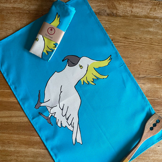 Cockatoo blue Tea Towel
