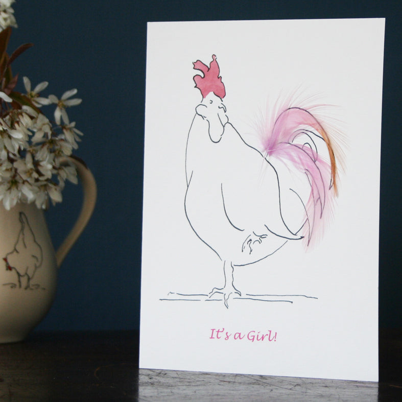 It's a girl greeting card with real feathers