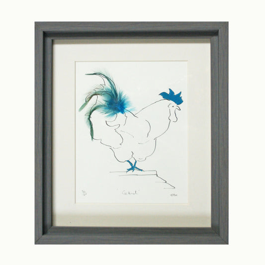 Cockerel Sky Blue Feather Print