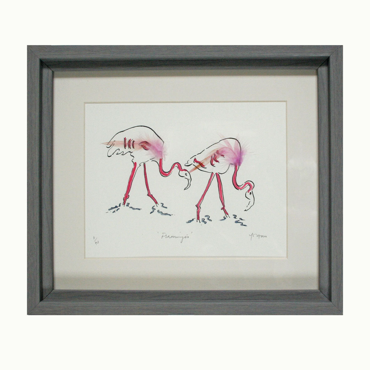 Flamingos Walking Print
