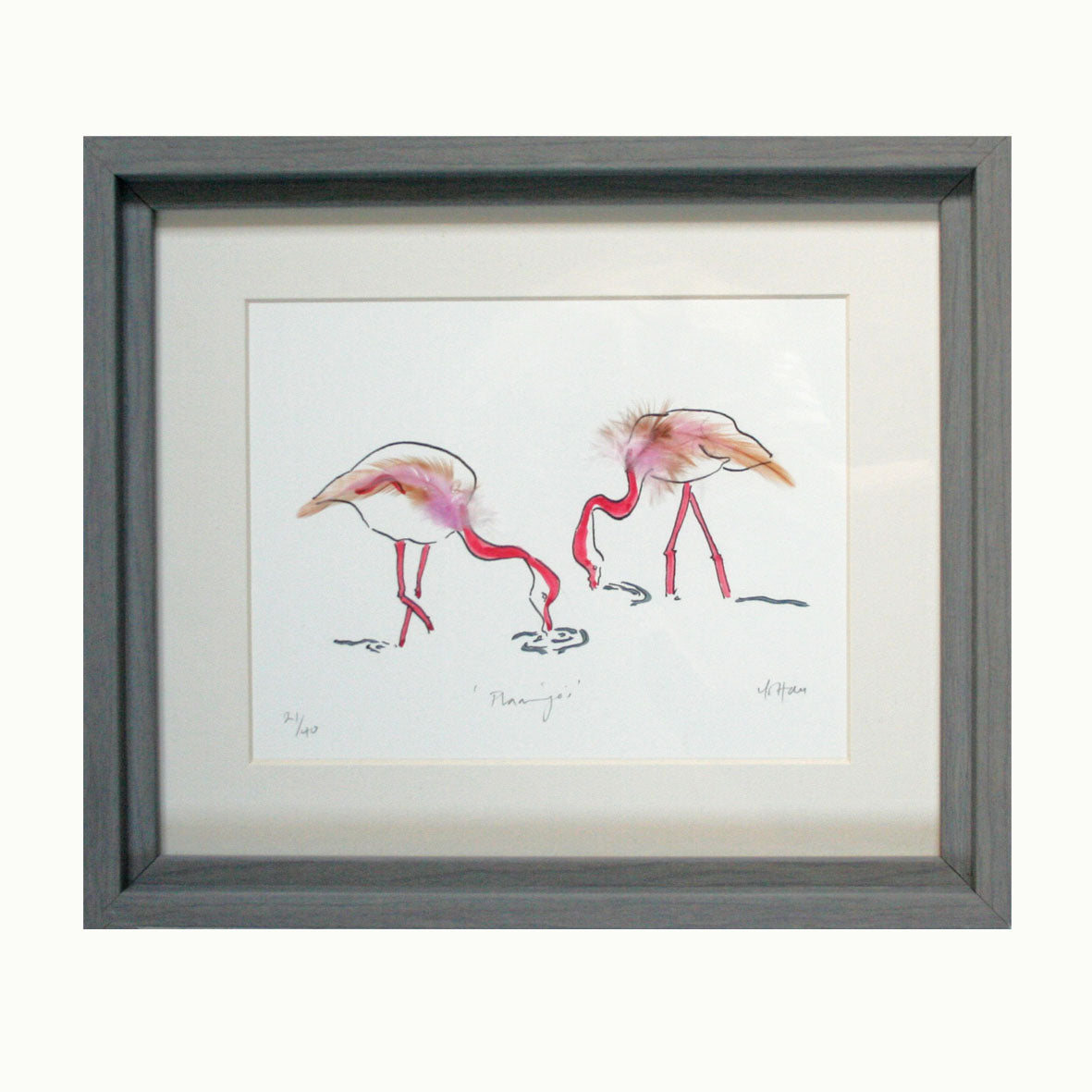 Flamingos Drinking Print