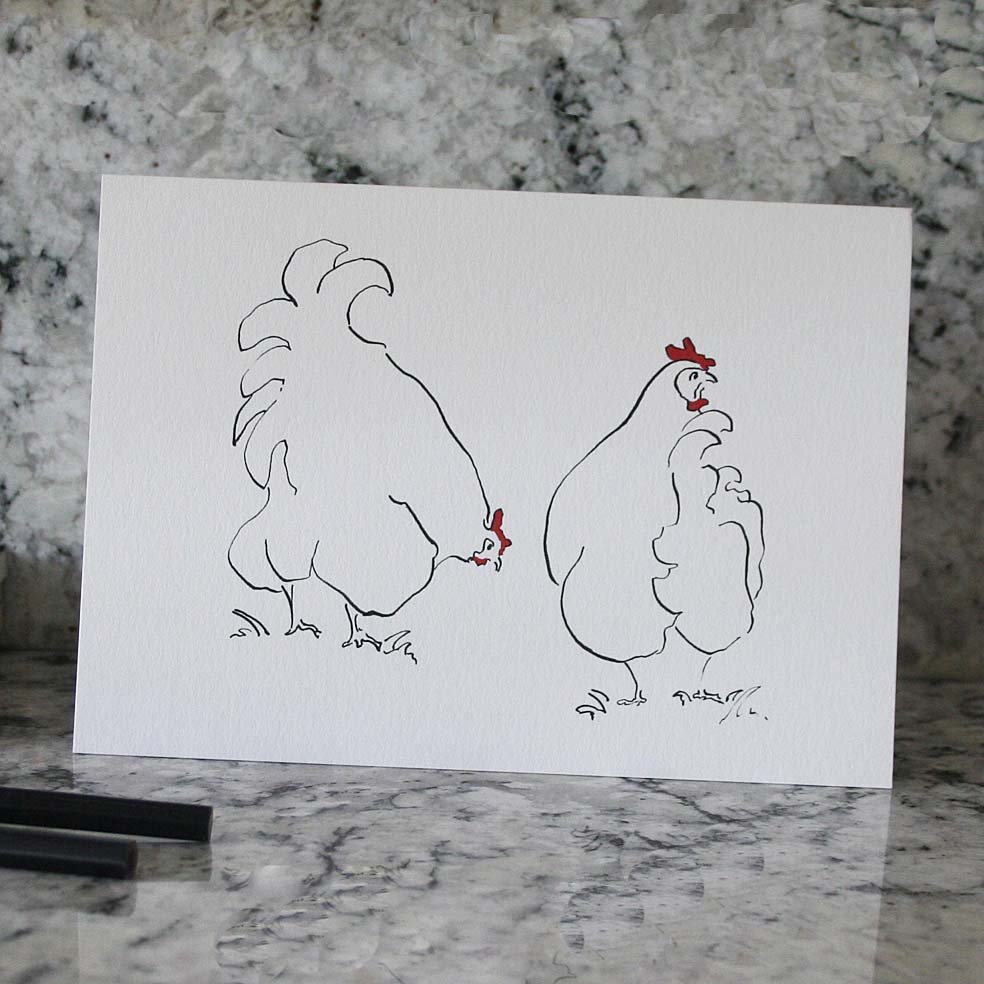 Orpington hens on a card from Cluck Cluck