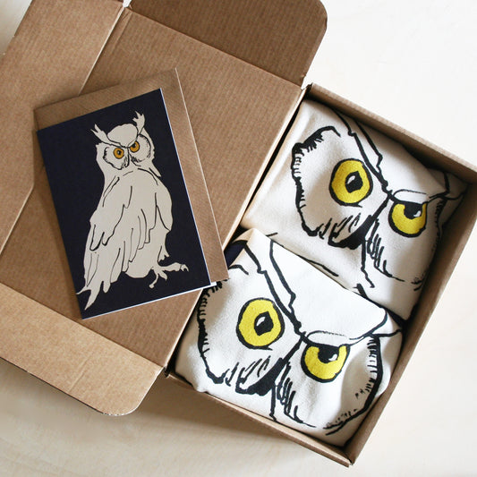 Owl Apron & Tea Towel Gift boxes with card