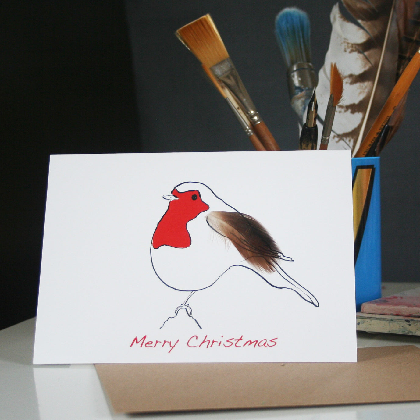 Robin Feather Christmas Cards