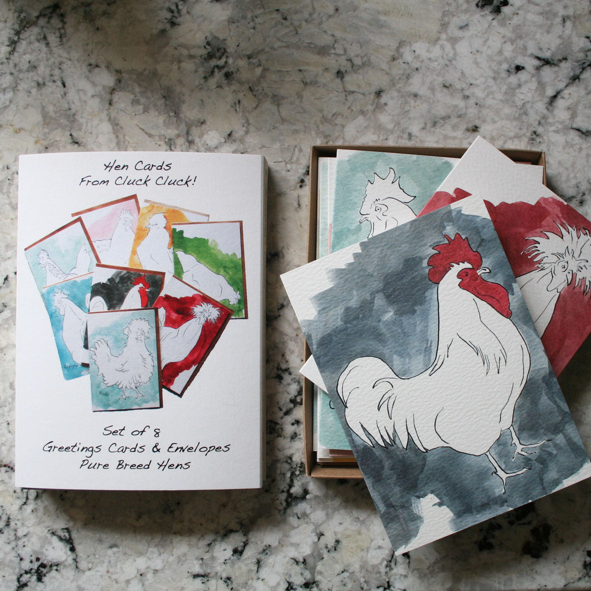 Box Set of 8 Hens Cards