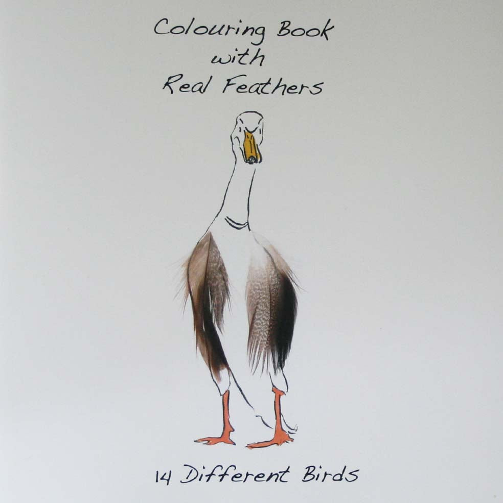 Runner Duck cover colouring book with feathers