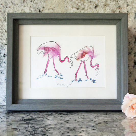 Flamingos Walking Mini Print