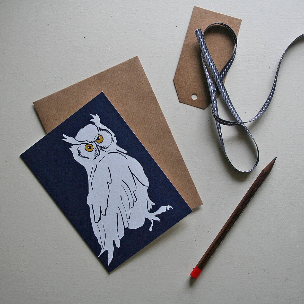 Owl card with midnight background