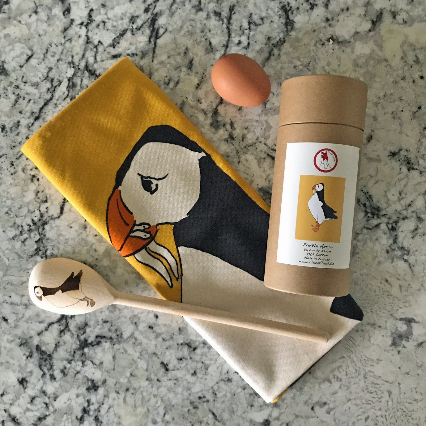 Puffin gift set with apron
