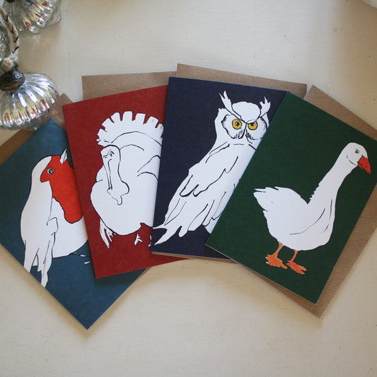 Set of 8 Cards 'Birds of Christmas' Cards A6